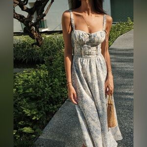 Commense White Ruched Sundress Sweetheart Neckline